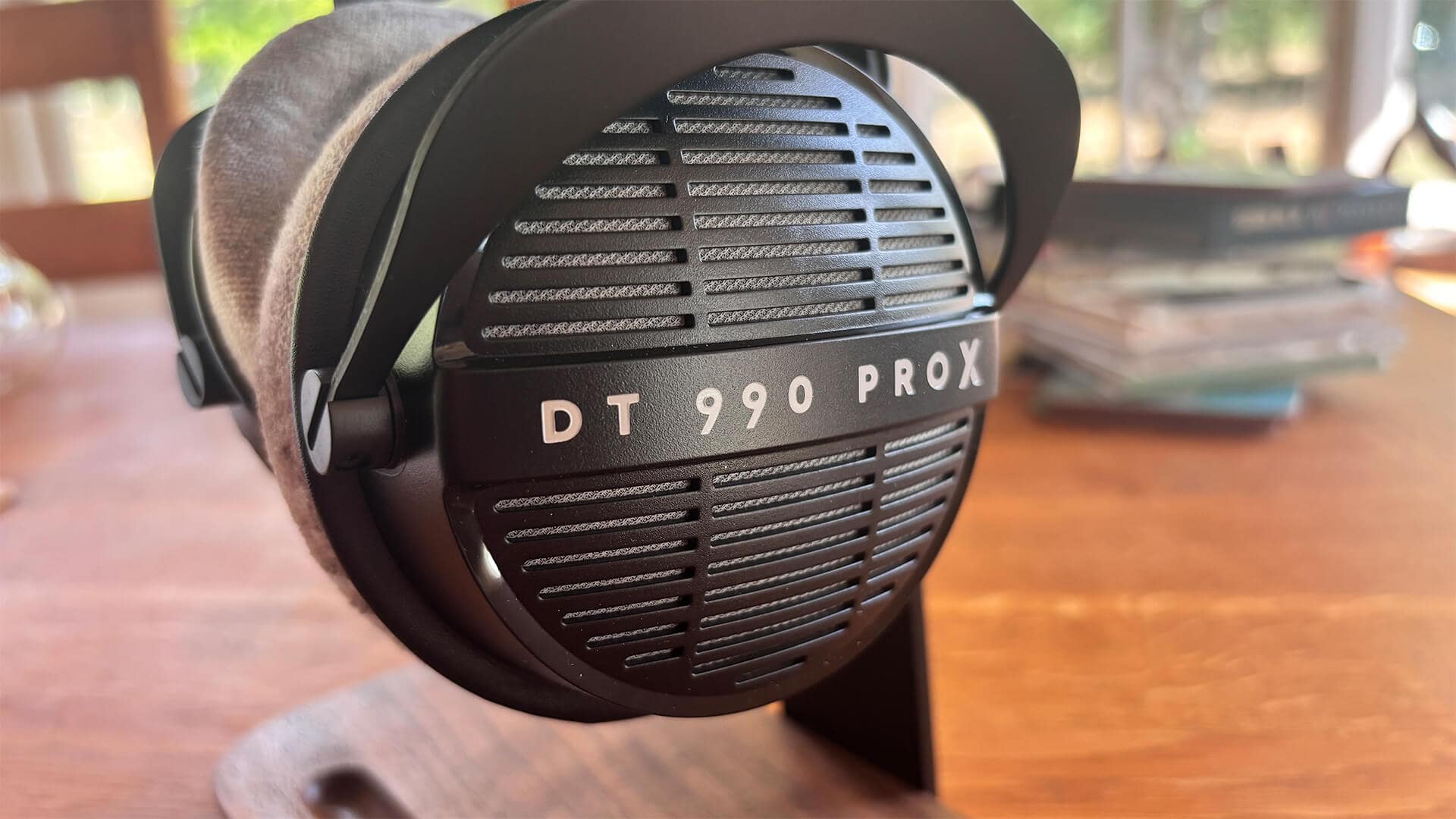 Detail on one ear cup of the DT 990 Pro X