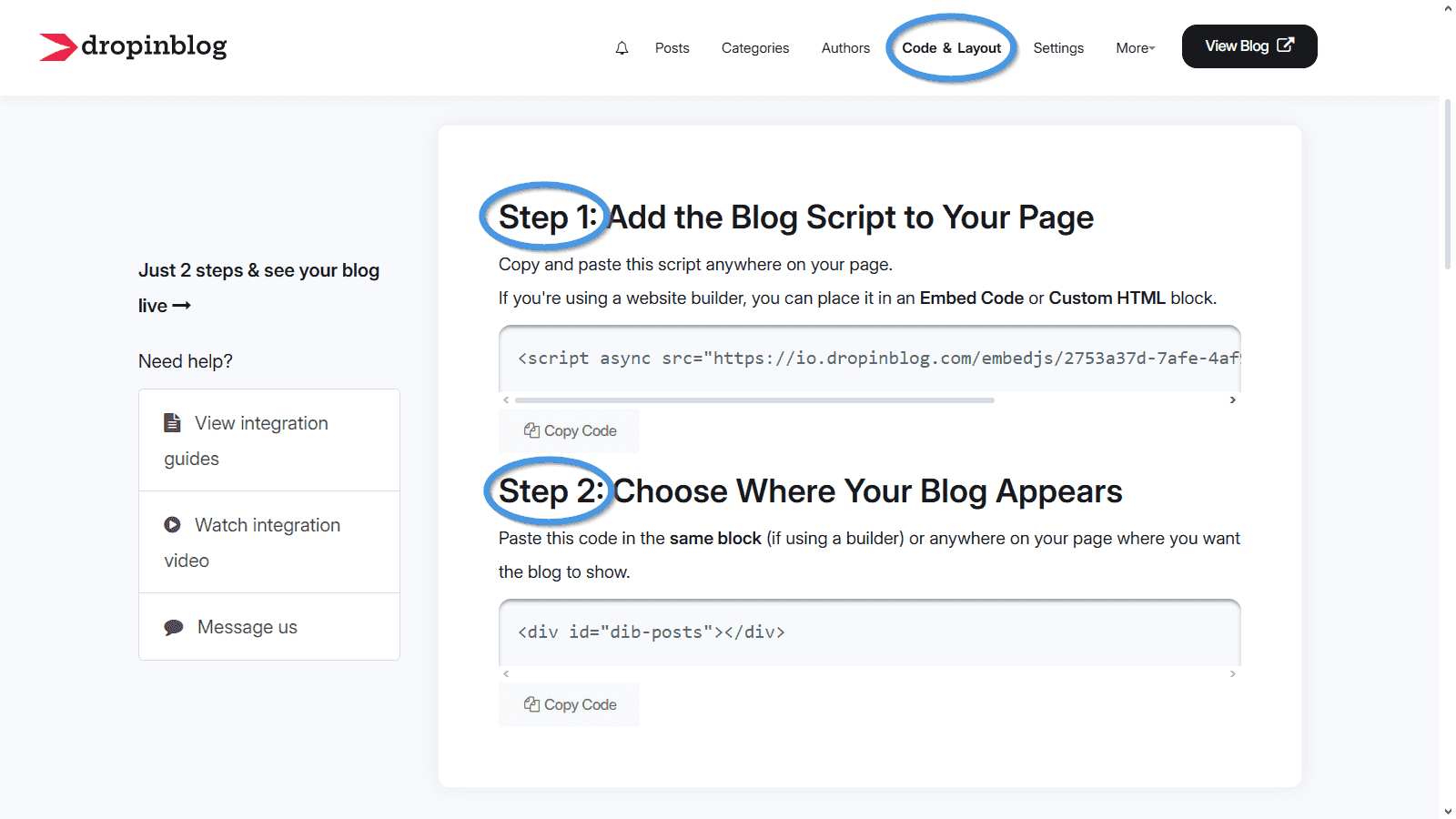 DropInBlog Review - Adding DropInBlog code to an existing site