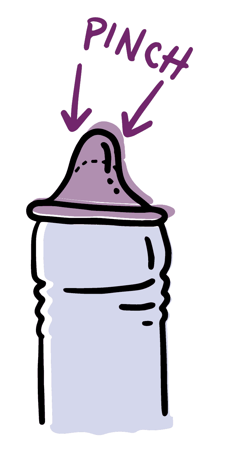 Pinch the condom at the top