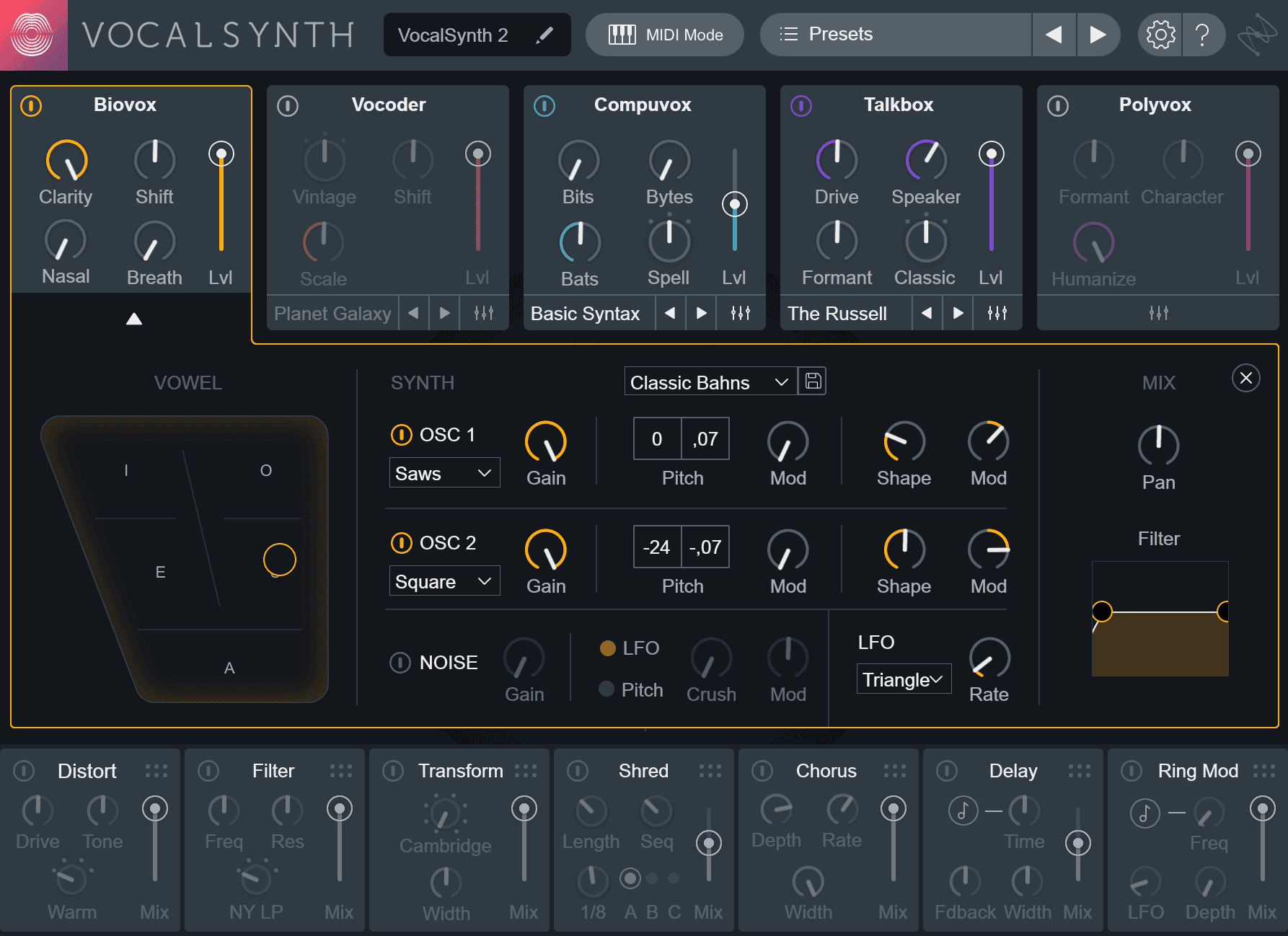 Biovox synthesizer engine