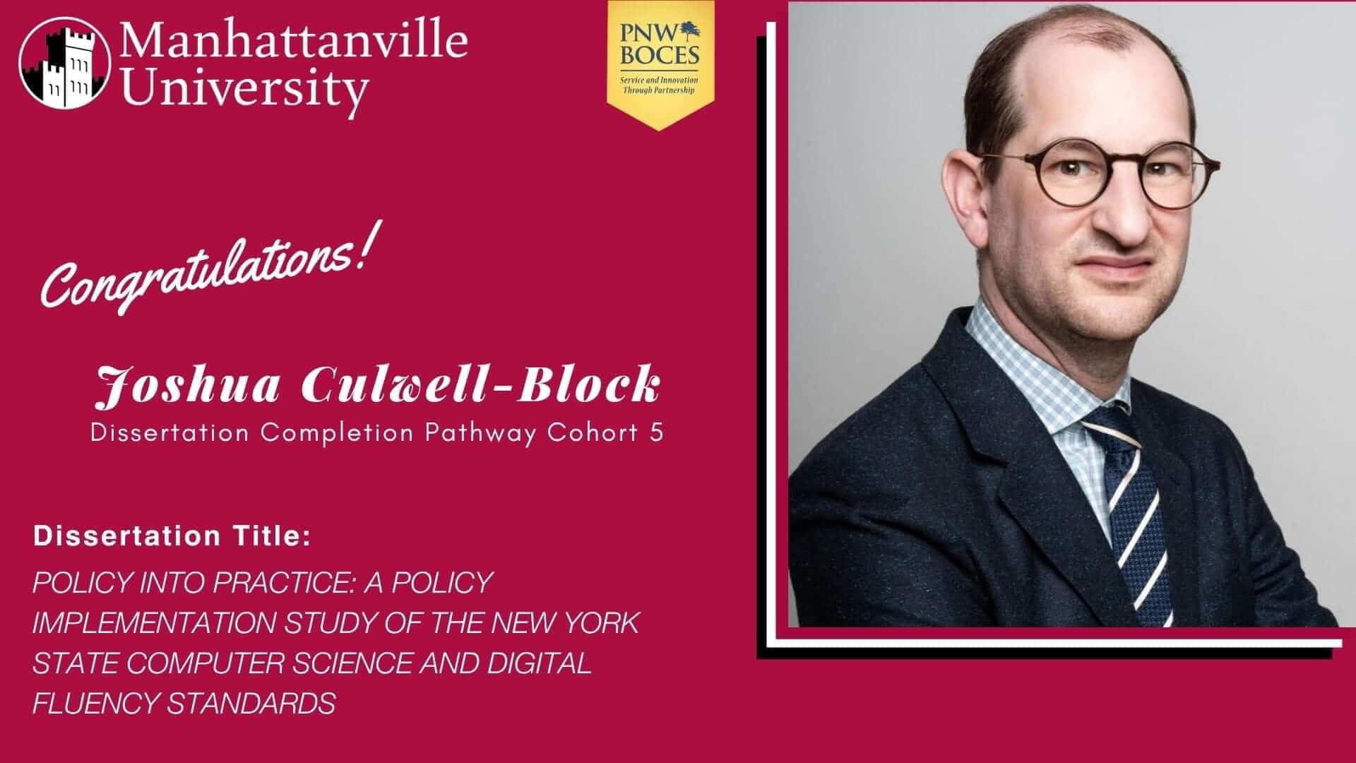 Congratulations to Joshua Culwell-Block, who on Friday, August 28, 2026, successfully defended his dissertation.
