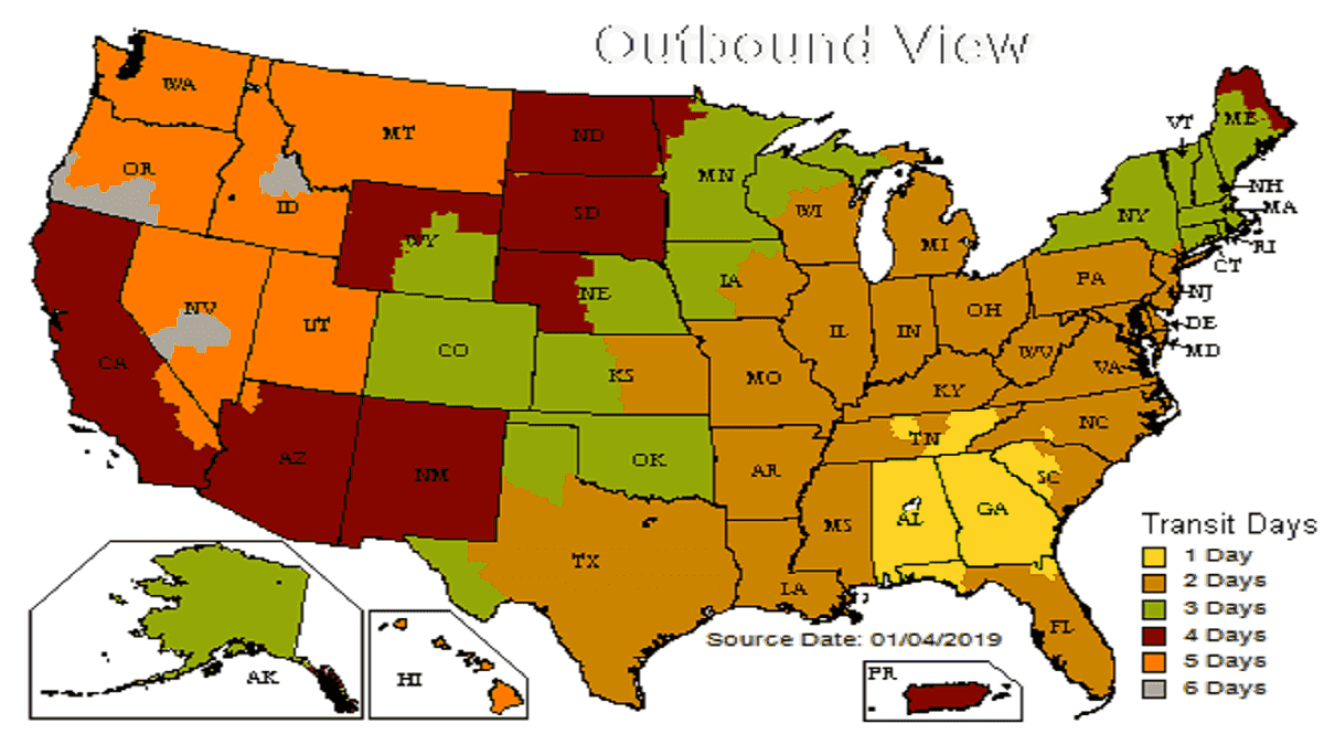 Direct Textile UPS Ground Transit Times
