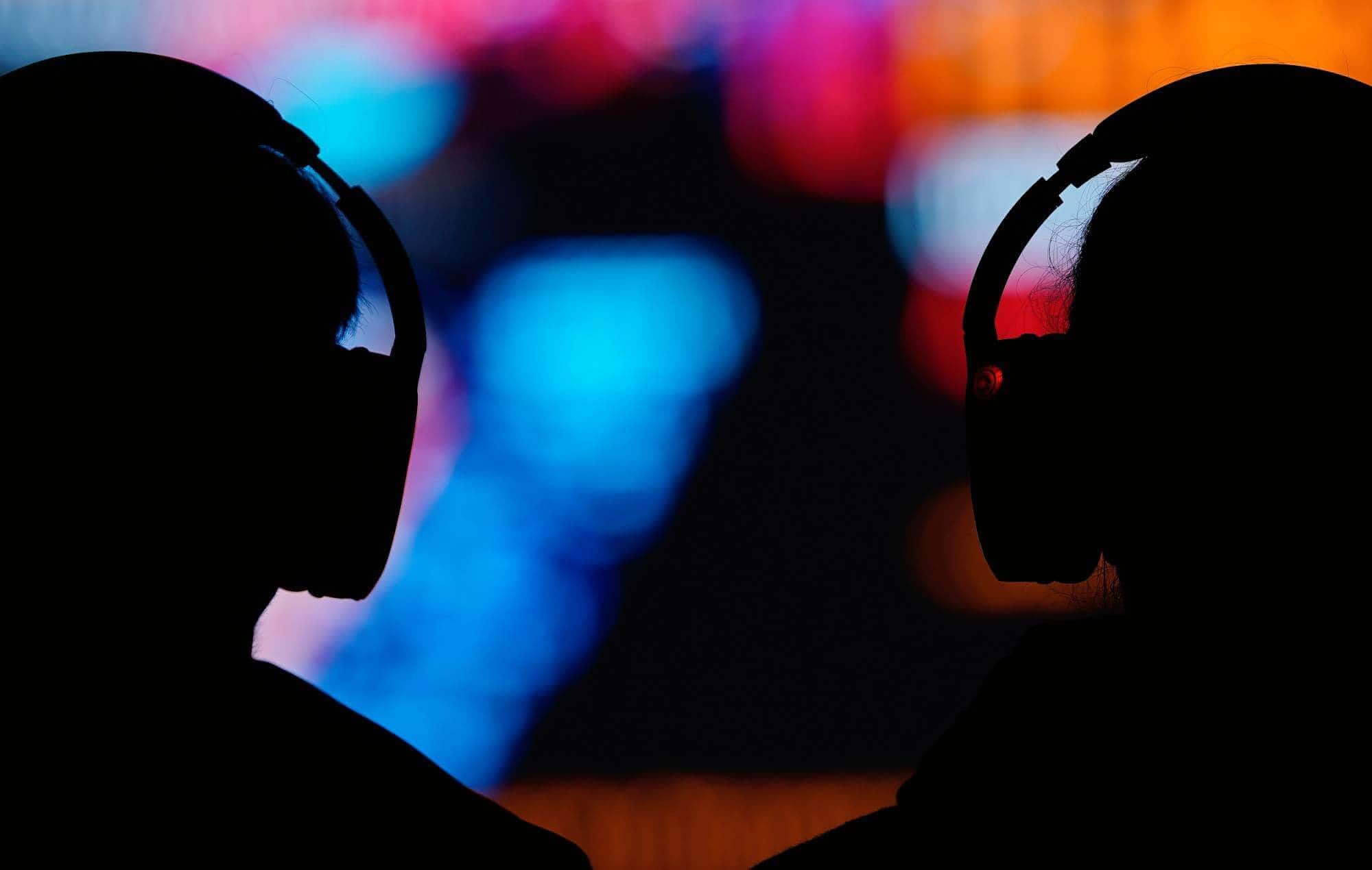 Various headphones displayed