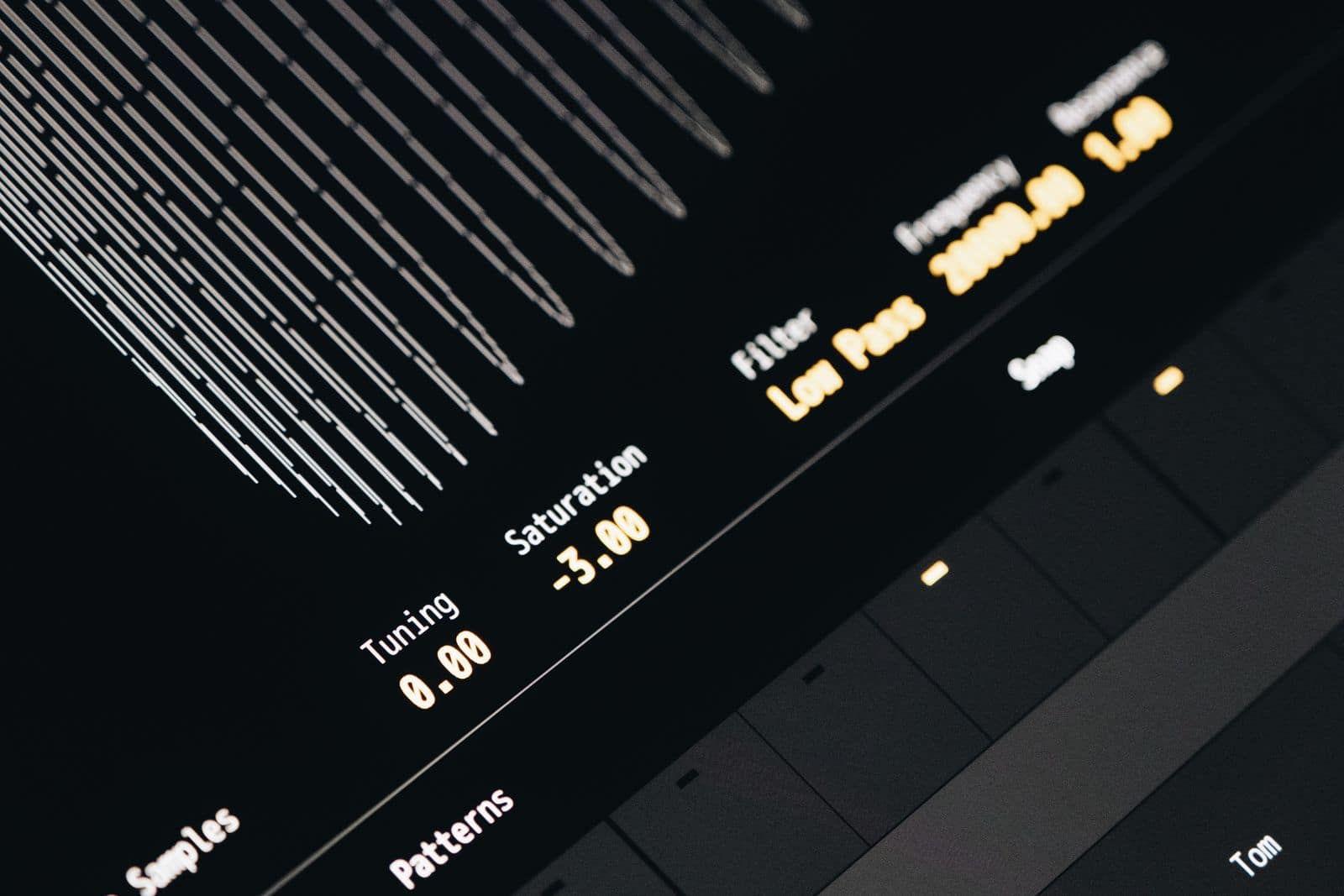 Close up of audio editing software controls and filters used during a forensic examination that depends on a documented audio chain of custody