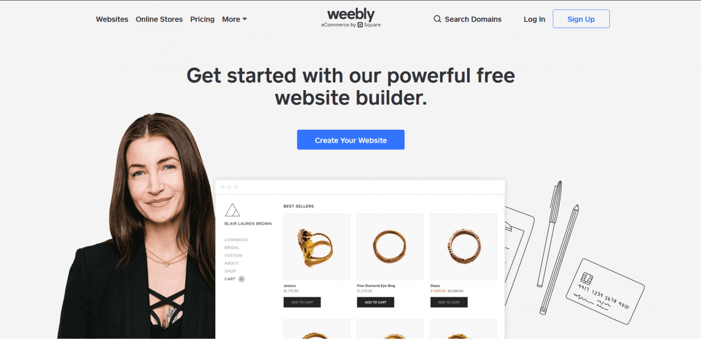 Weebly versus Yola - Weebly home page
