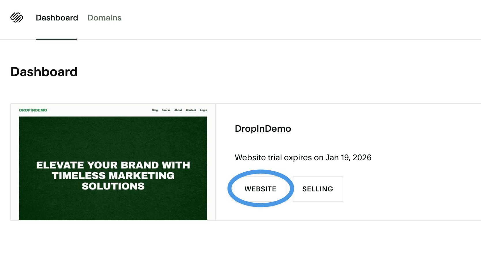 Squarespace blog install step