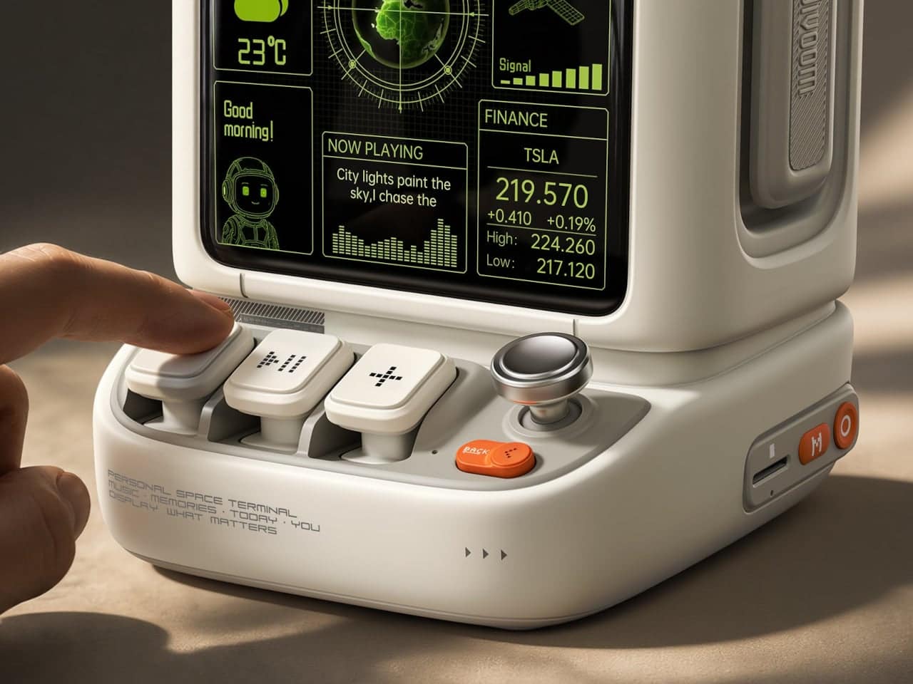 Colorful clock and graphic content on the Divoom Astrotoo