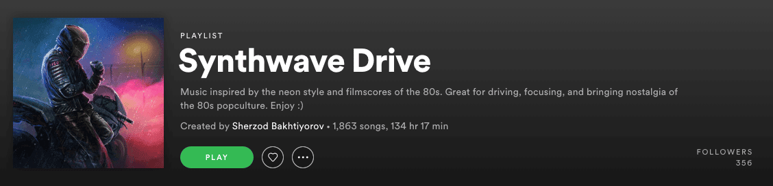 Spotify Synthwave Drive playlist