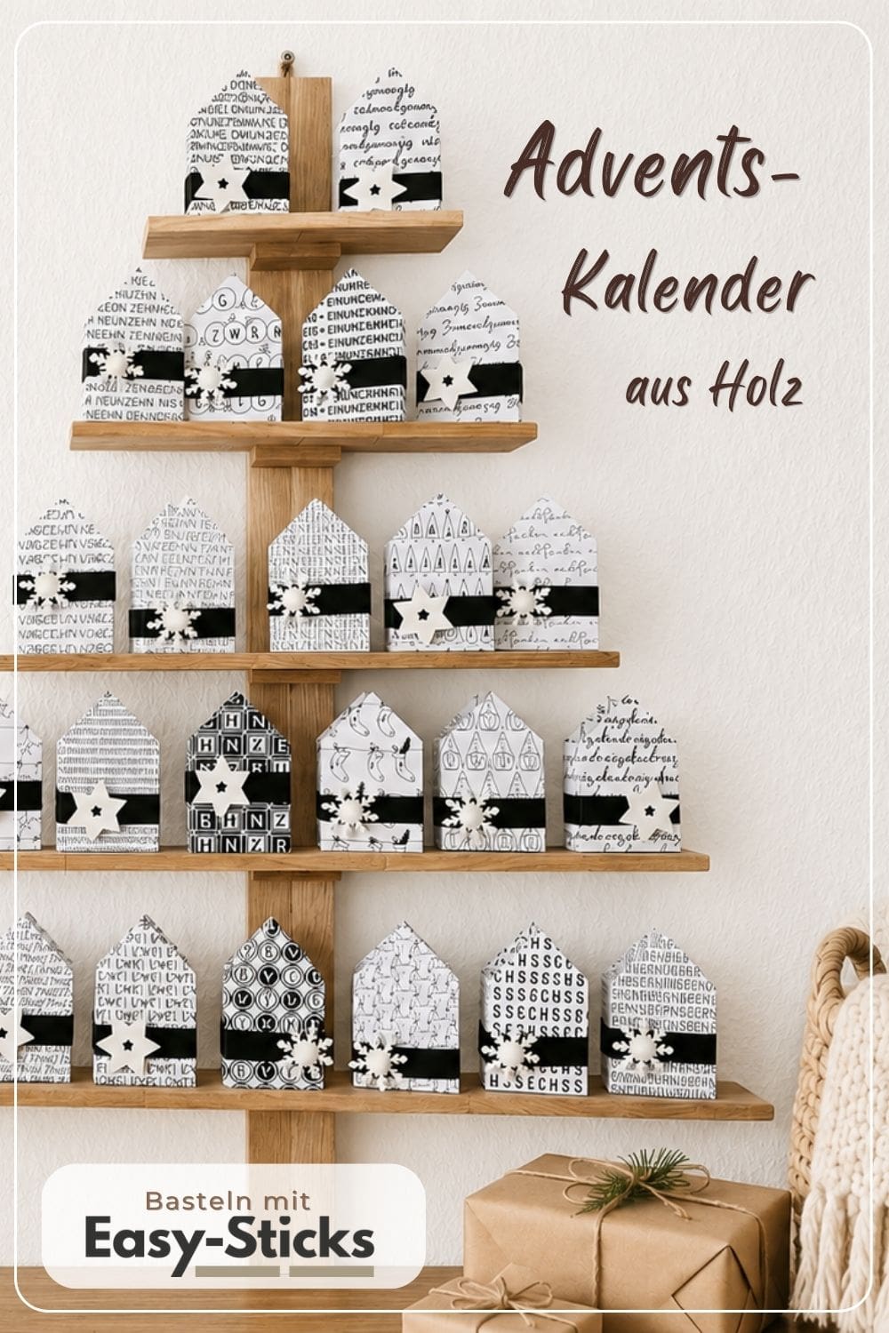Adventskalender aus Holz basteln mit Easy-Sticks