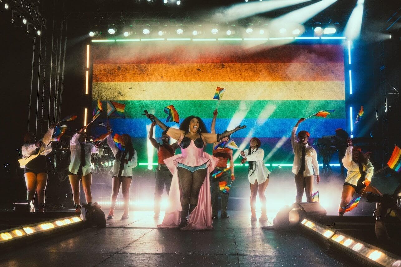 Lizzo performs during her Saturday night show at WeHo Pride’s Outloud Music Festival