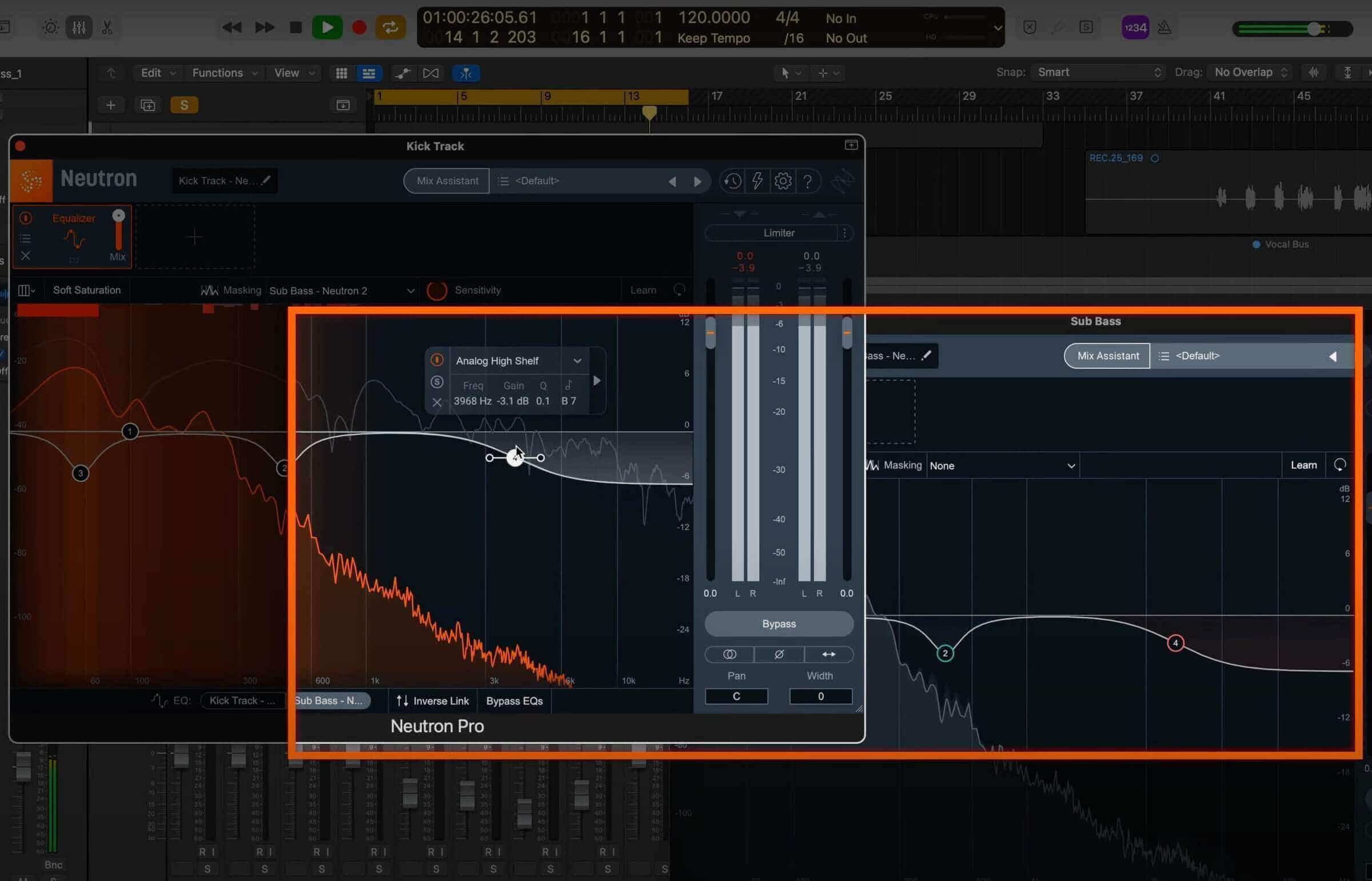 Remote controlling the bass track EQ with inter-plug-in communication