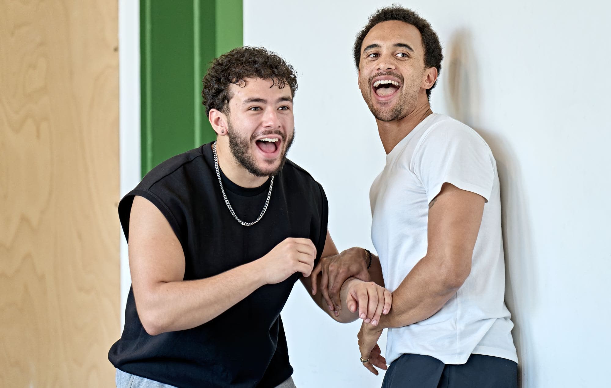 The cast and creative team during rehearsals for Hamlet Hail To The Thief