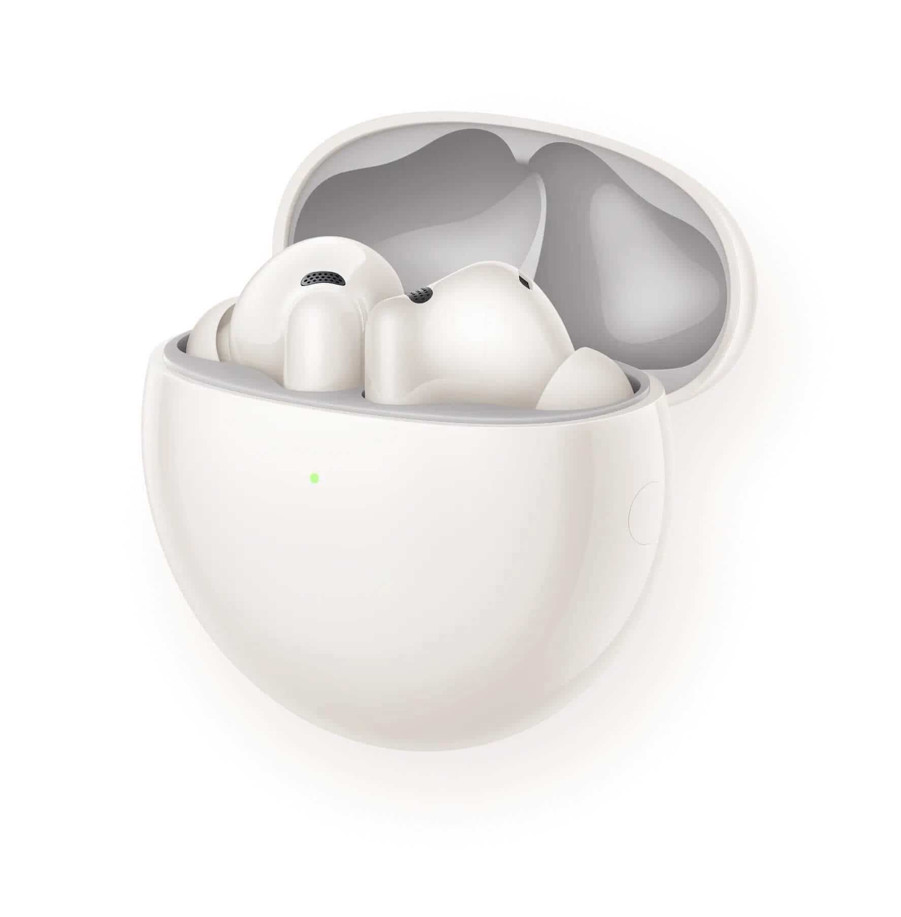 The compact round charging case fits comfortably in your hand and pocket.