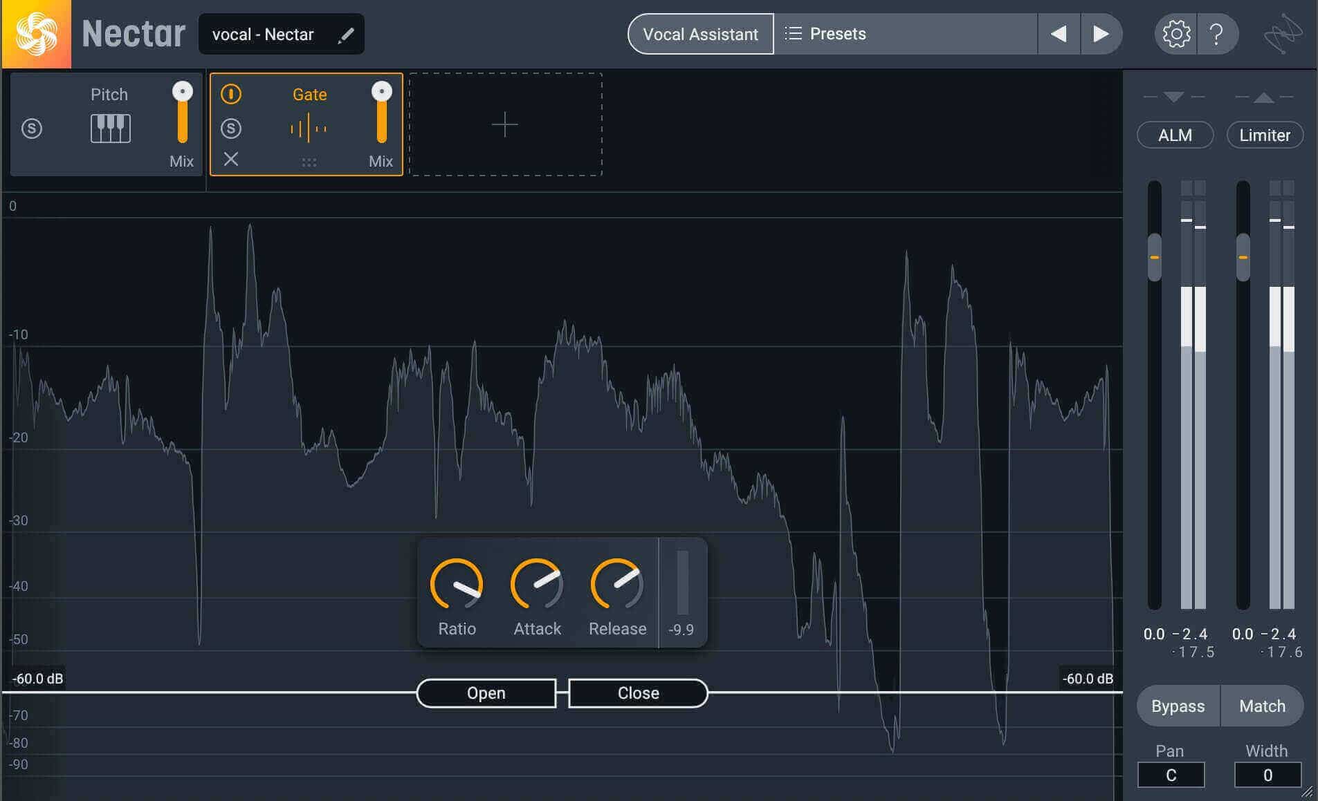 noise gate waveform in nectar pro