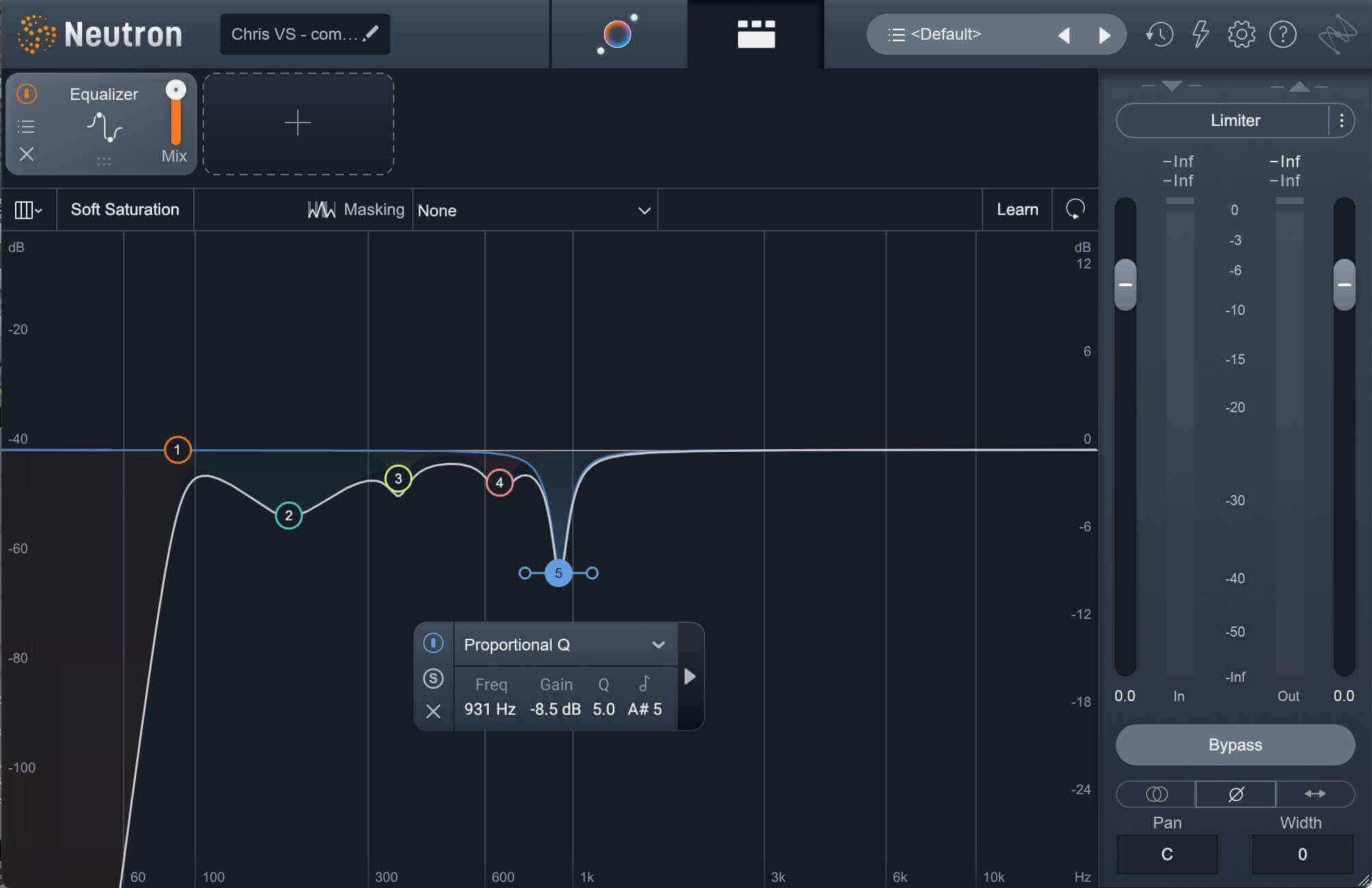 Neutron vocal EQ settings, 800 Hz–1.5 kHz