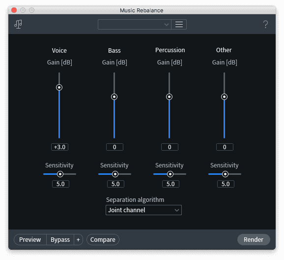 The Music Rebalance module in RX 7