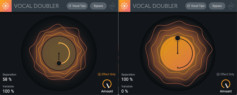 An effect-only Vocal Doubler feeds into one where the “dry” signal—actually a doubled one!—is processed.