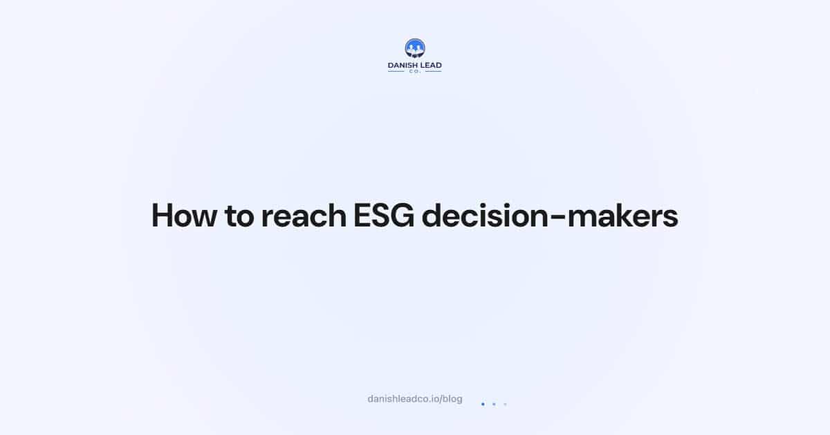 How to reach ESG decision-makers