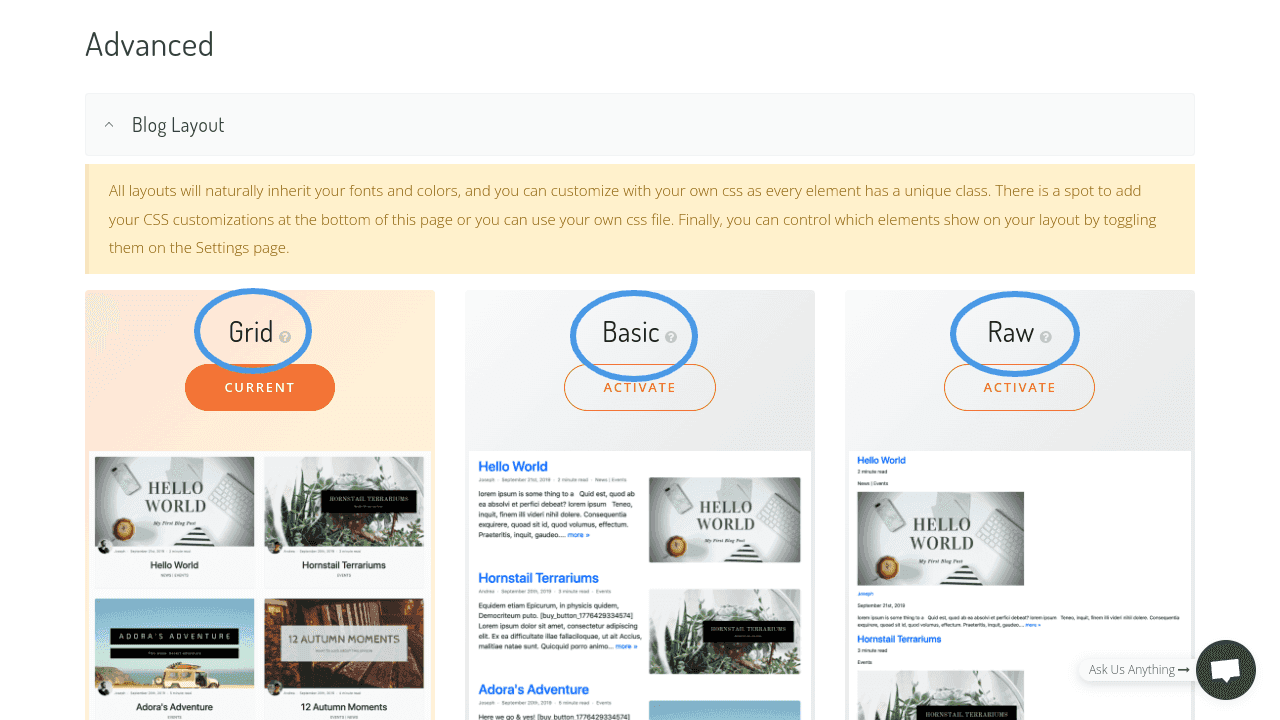 templates to choose from