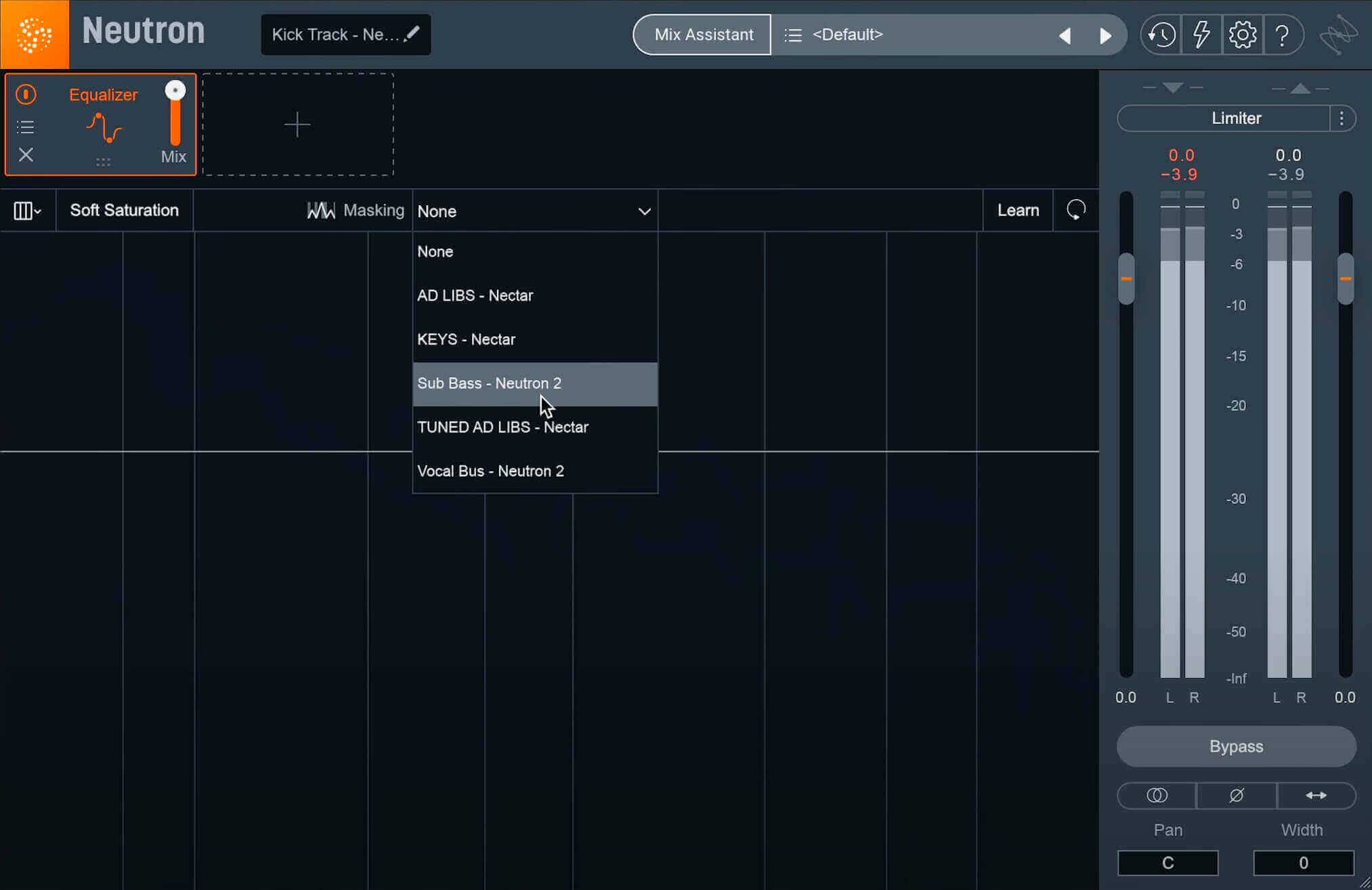 Neutron will look for other iZotope plug-ins in your session, and you can select them from the dropdown menu