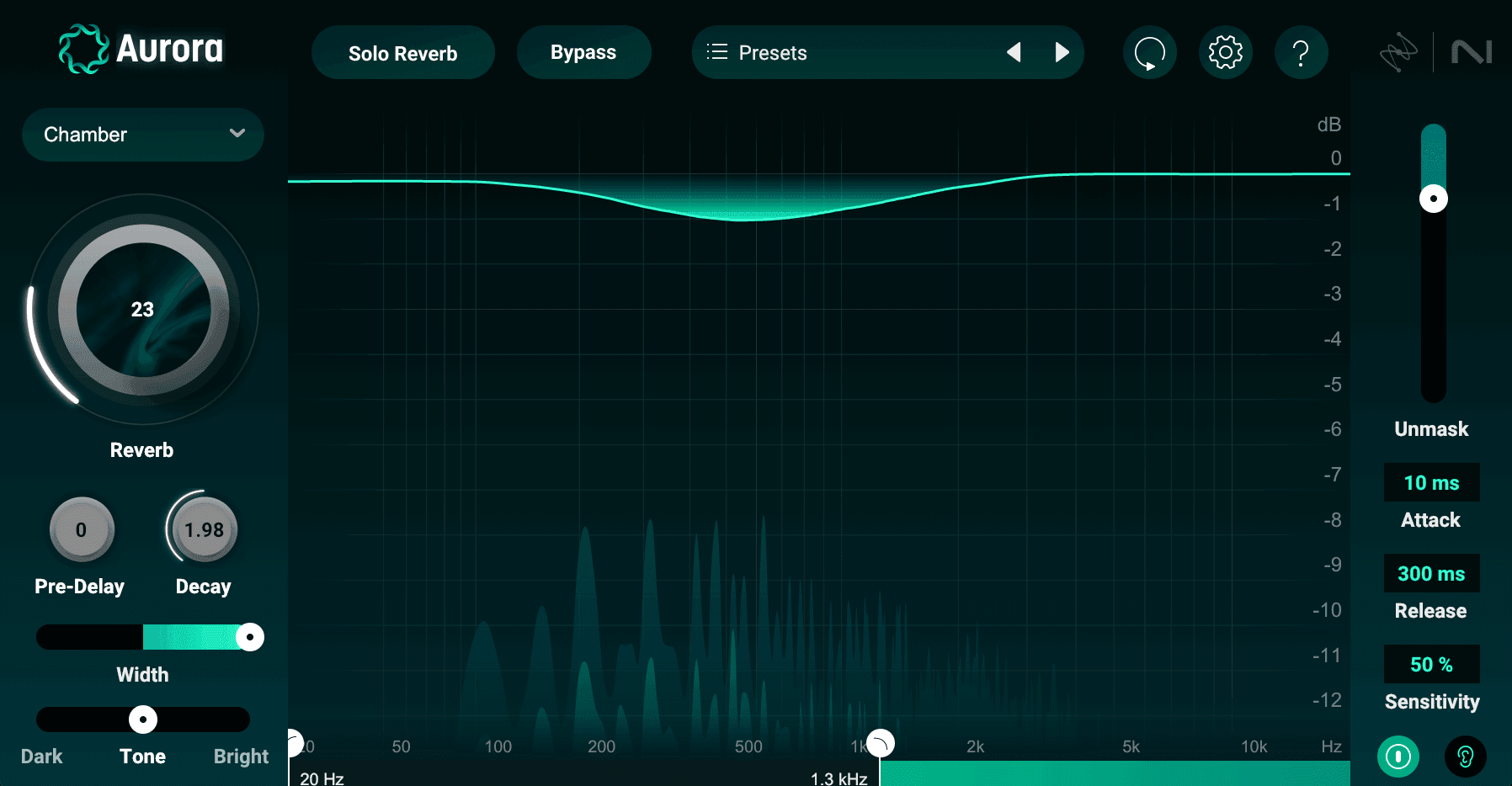 Using iZotope Aurora to sink the guitars back into the mix with reverb
