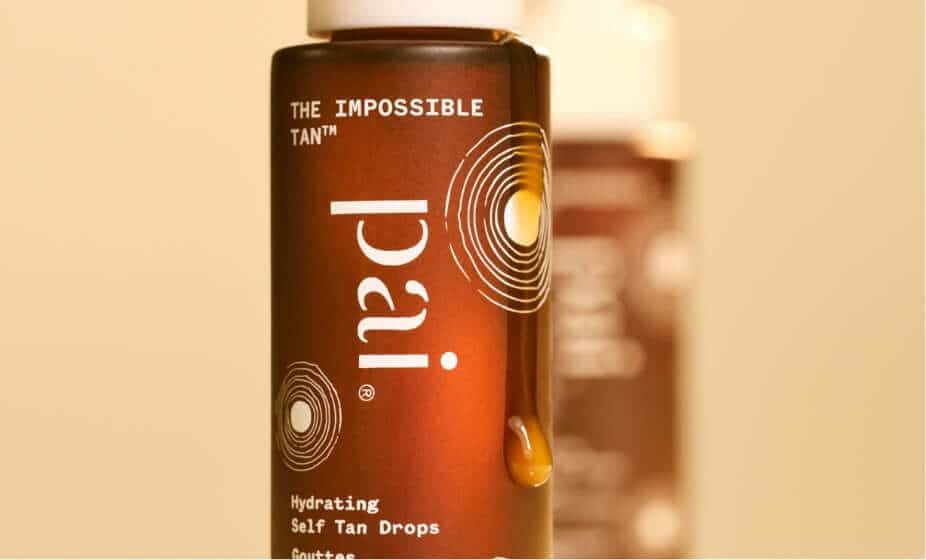 Pai The Impossible Tan self tanning drops in amber bottle with wooden pump cap for sensitive skin