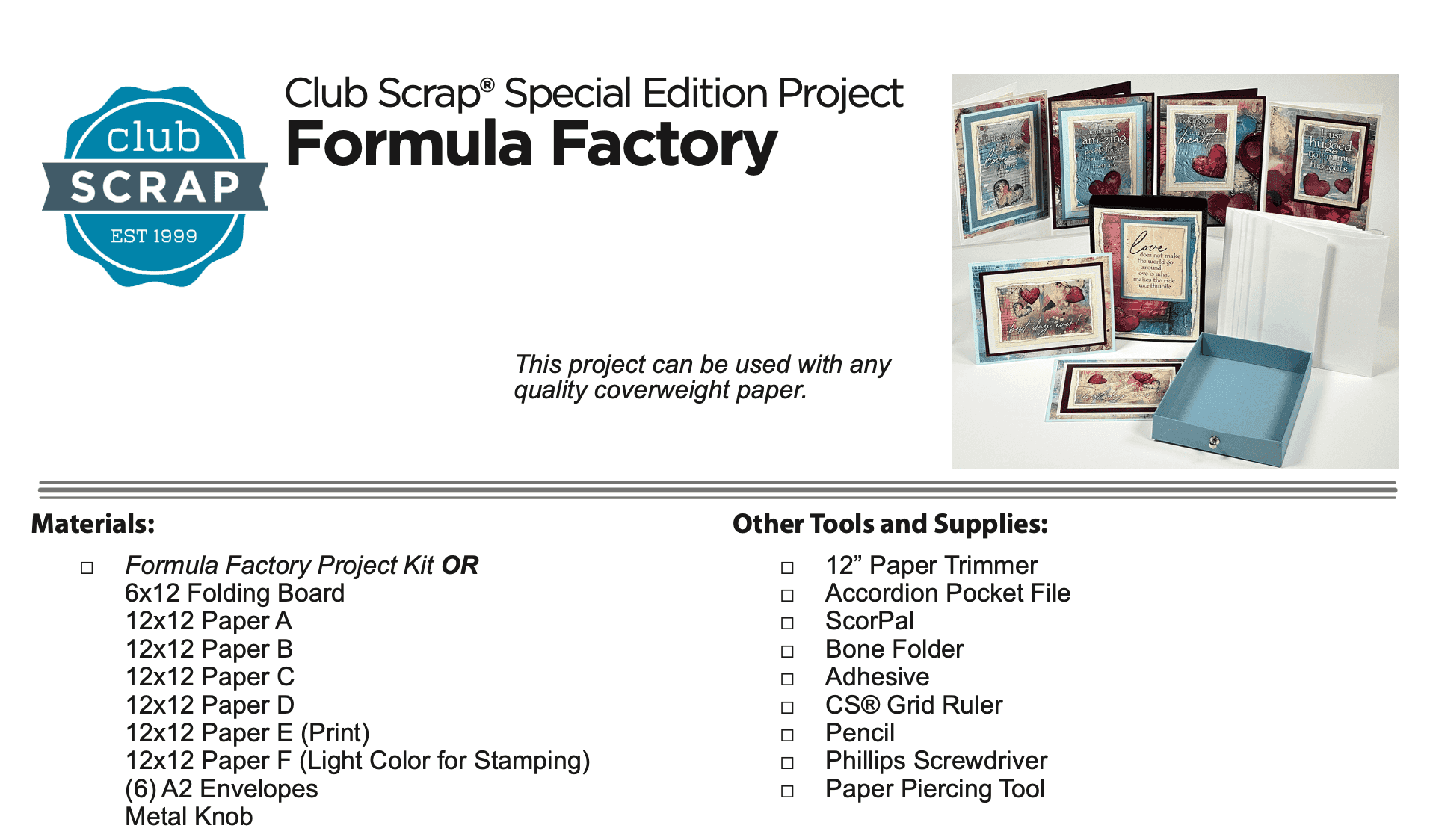 Card Formula Factory Instructions