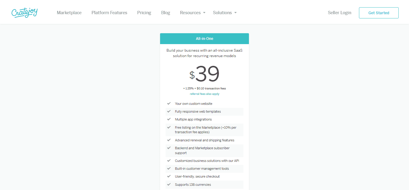 cratejoy pricing paid plan